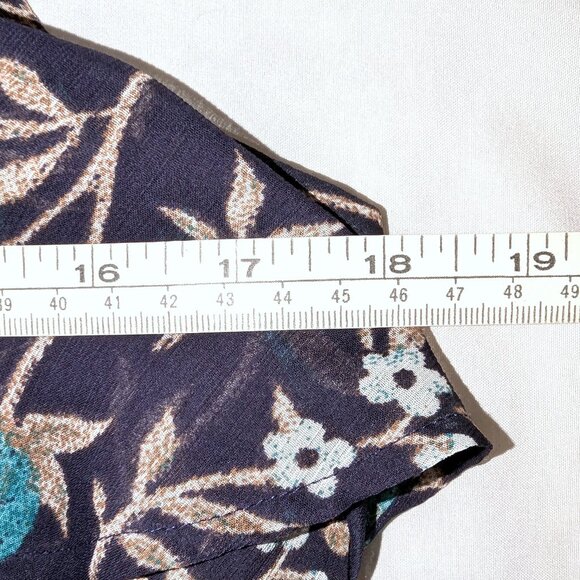 LOFT | Floral Button Front Spaghetti Strap Mini Dress in Navy & Turquoise | 6 - Picture 11 of 13